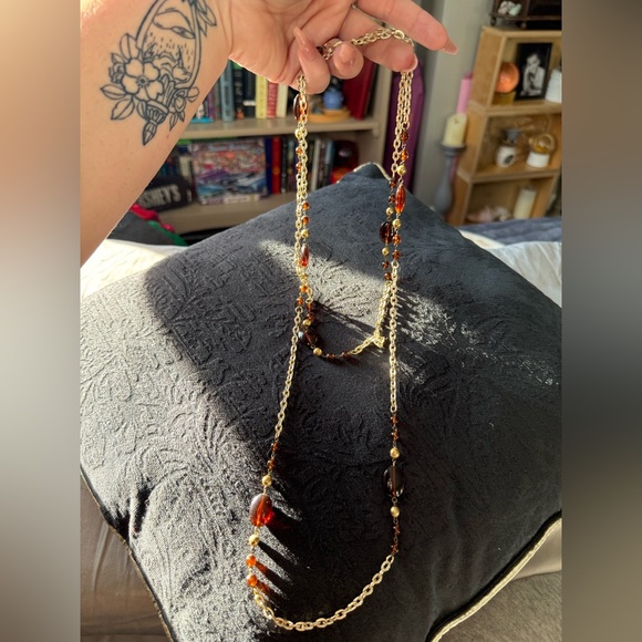 Brown and Gold Beaded Necklace - Picture 3 of 3